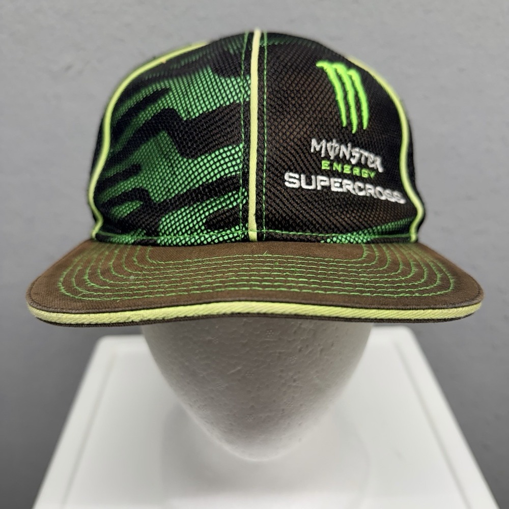 Monster Energy Supercross Snapback Hat Black Green Mesh Adjustable Cap